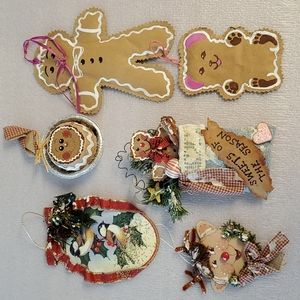 Bundle of 6 Hand Crafted Christmas Holiday ornaments upcycle Pinterest paper art